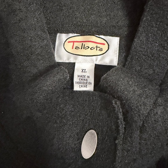 Talbots Boiled Wool Jacket Cost Knee Length Gray Women’s Size XL snap closure - Picture 4 of 13
